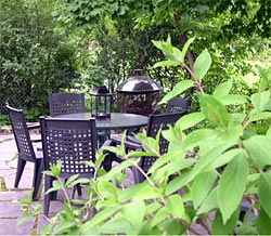 Patio, table, view at Eddington House Inn